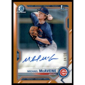 2021 Bowman Chrome Prospect Autographs Orange Refractors #CPAMM Michael McAvene