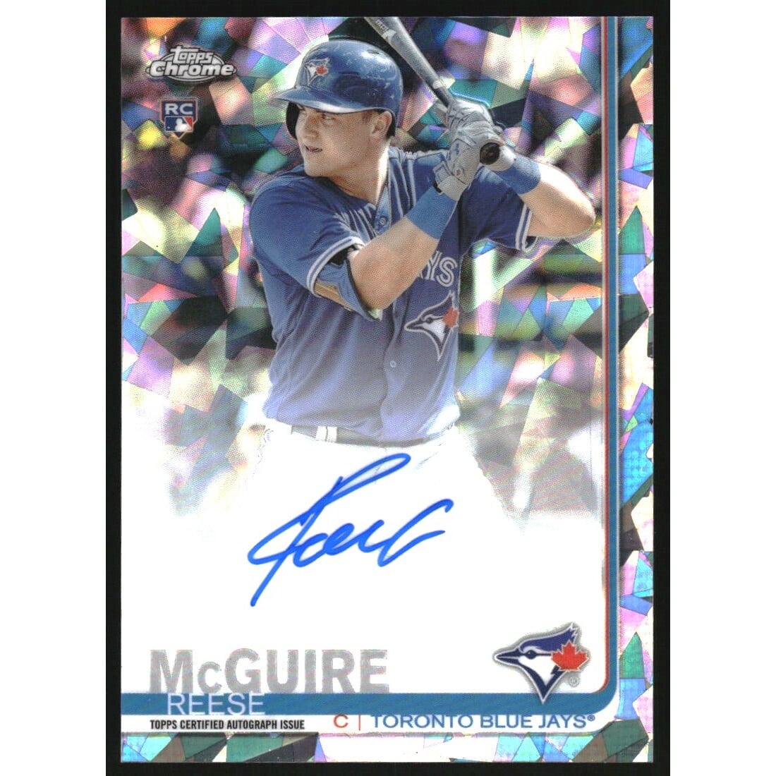 2019 Topps Chrome Sapphire Rookie Autographs #CSARM Reese McGuire. rookie card picture