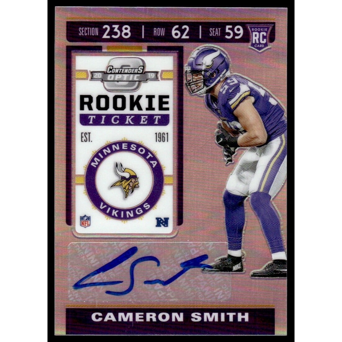 2019 Panini Contenders Optic #203 Cameron Smith AU RC. rookie card picture