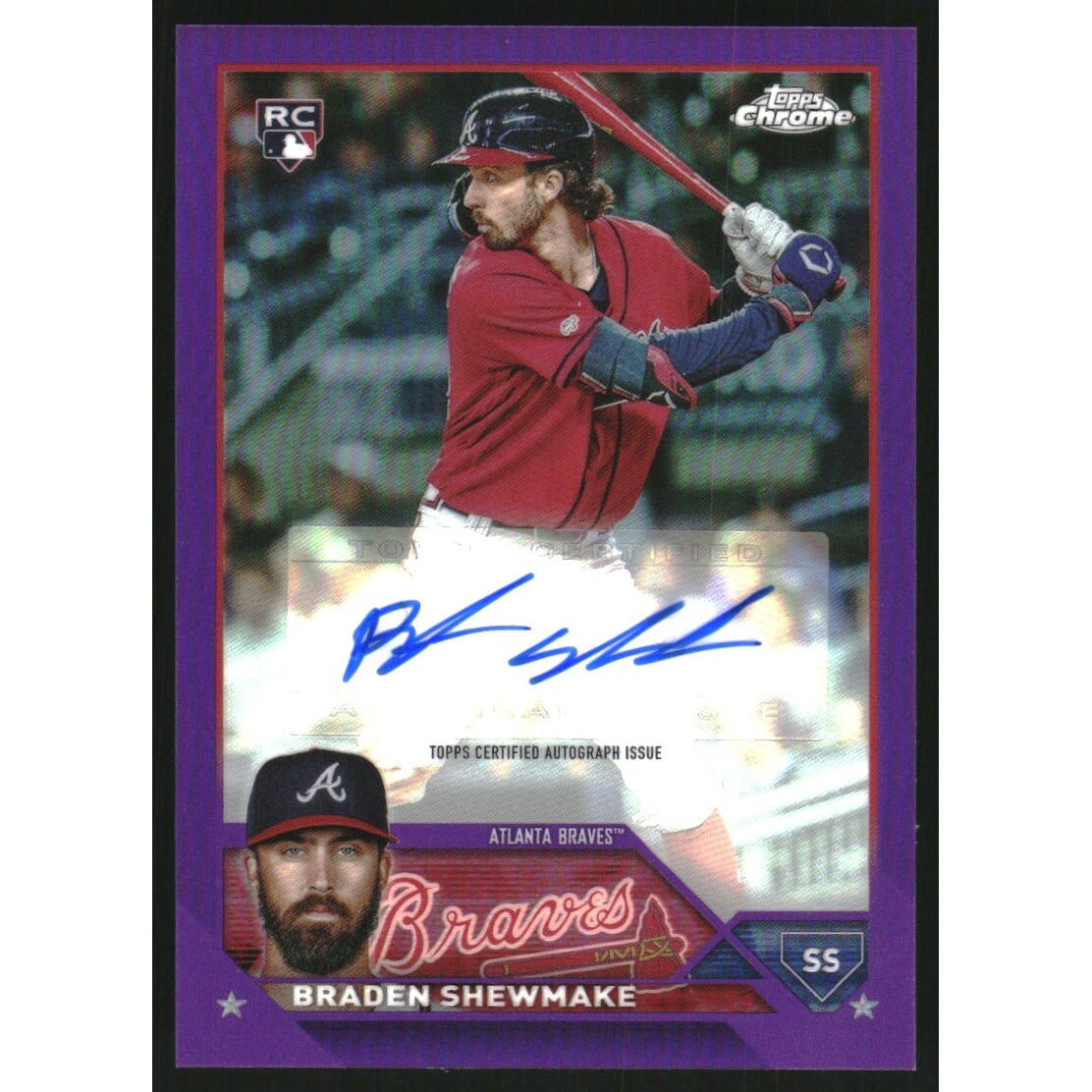 2023 Topps Chrome Update Autographs Purple Refractors #ACBSH Braden Shewmake. rookie card picture