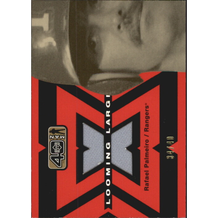 2002 Upper Deck 40-Man Looming Large Jerseys Gold #LRP Rafael Palmeiro 2002 Upper Deck 40-Man Looming Large Jerseys Gold #LRP Rafael Palmeiro