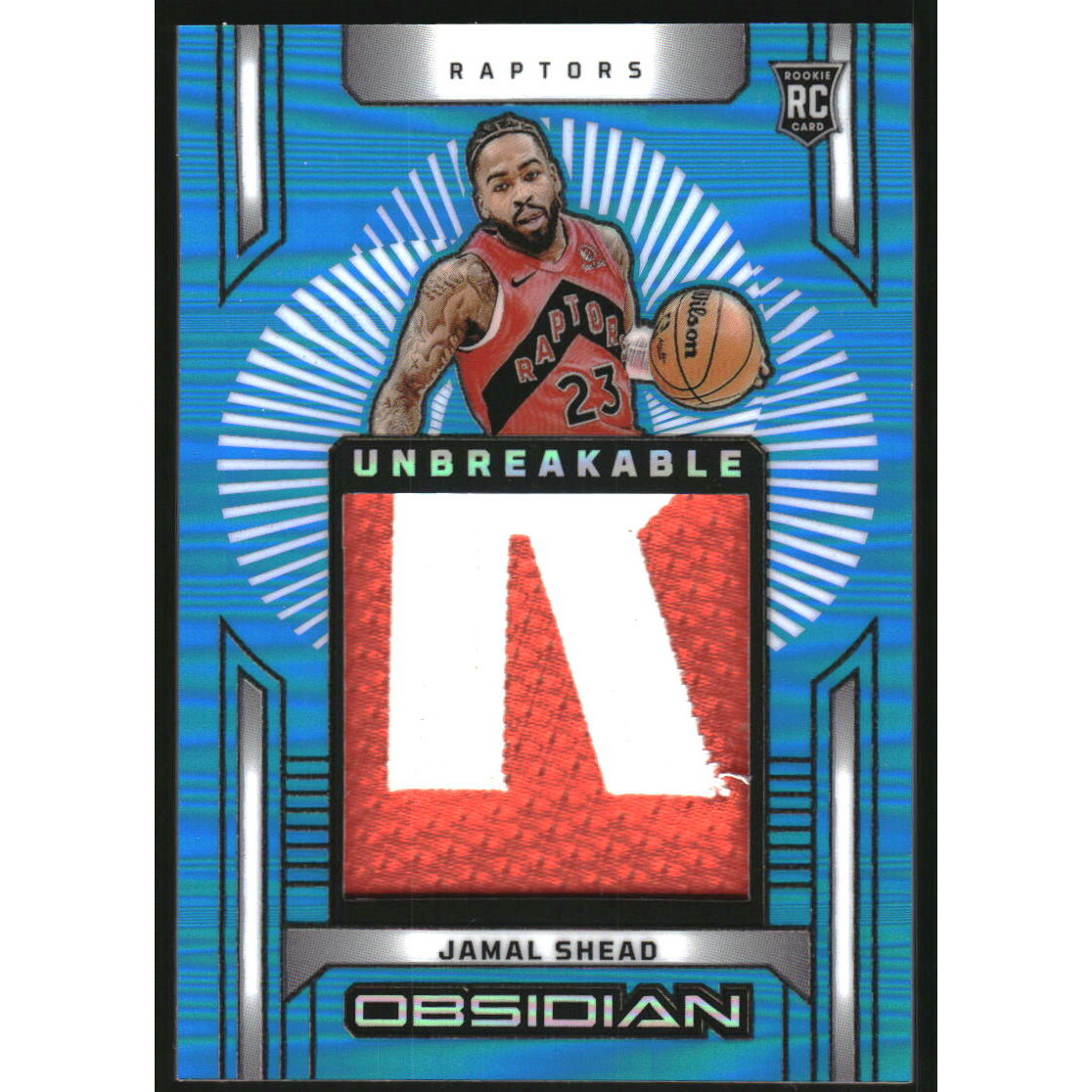 2024-25 Panini Obsidian Unbreakable Memorabilia Electric Etch Blue Flood #18 Jamal Shead