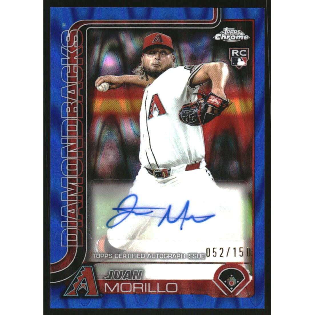 2025 Topps Chrome Update Autographs Blue RayWave Refractors #ACJMO Juan Morillo. rookie card picture