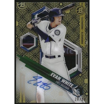 2018 Bowman High Tek Prospect Autographs Gold Rainbow #PHTEW Evan White