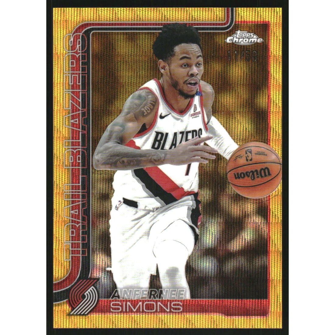 2025-26 Topps Chrome Gold Wave Refractors #122 Anfernee Simons. rookie card picture
