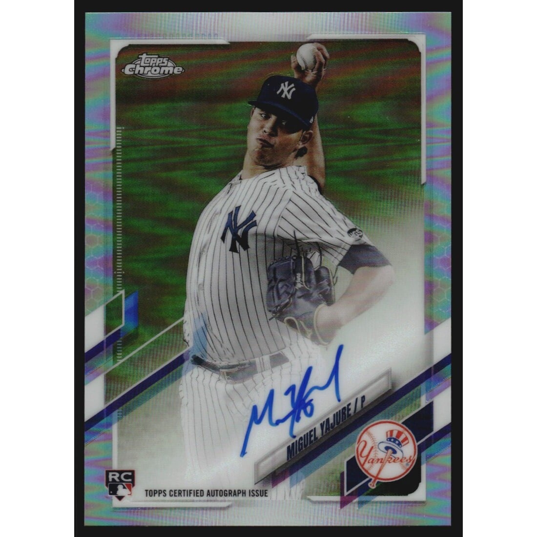 2021 Topps Chrome Rookie Autographs Refractors #RAMY Miguel Yajure. rookie card picture