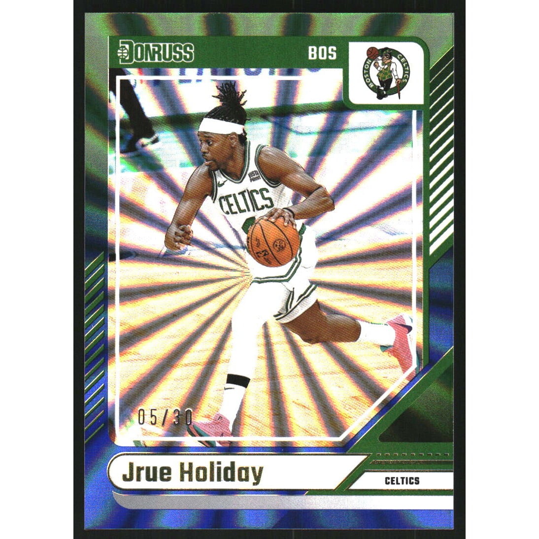 2024-25 Donruss Holo Blue and Green Laser #75 Jrue Holiday. rookie card picture