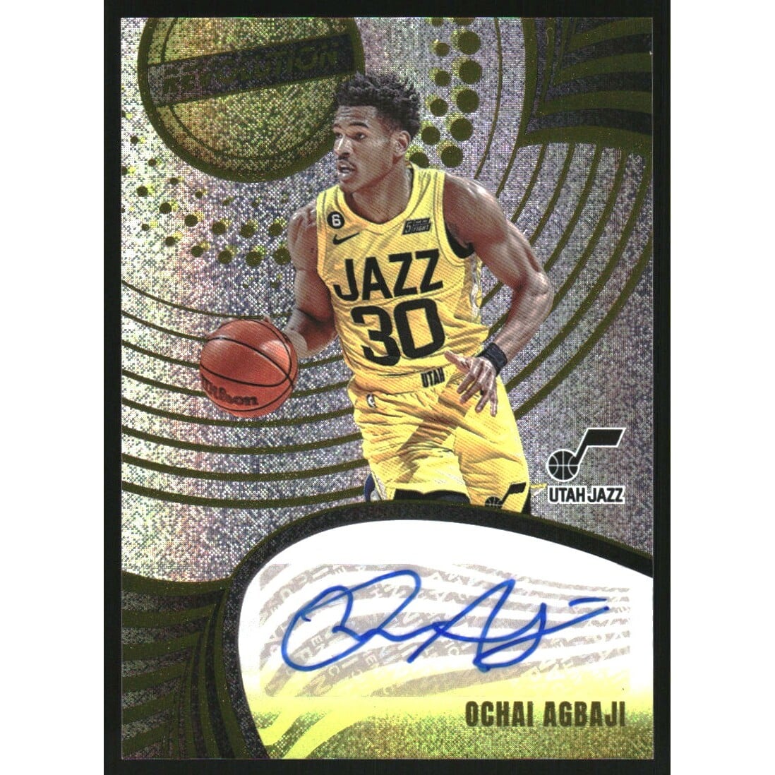 2023-24 Panini Revolution Autographs #10 Ochai Agbaji. rookie card picture