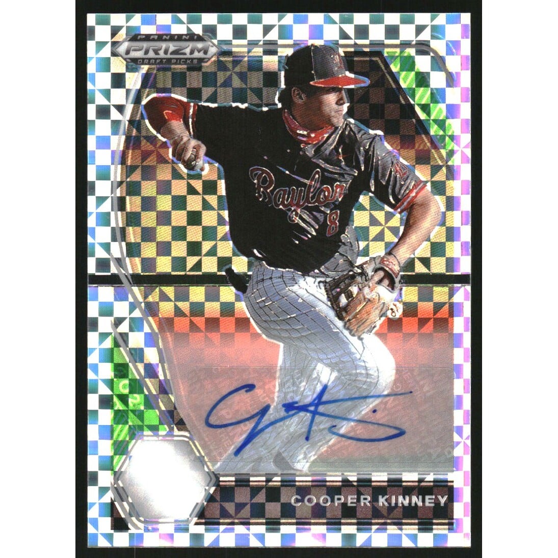 2021 Panini Prizm Draft Picks Base Autographs Prizms Power Plaid #34 Cooper Kinney/17. rookie card picture