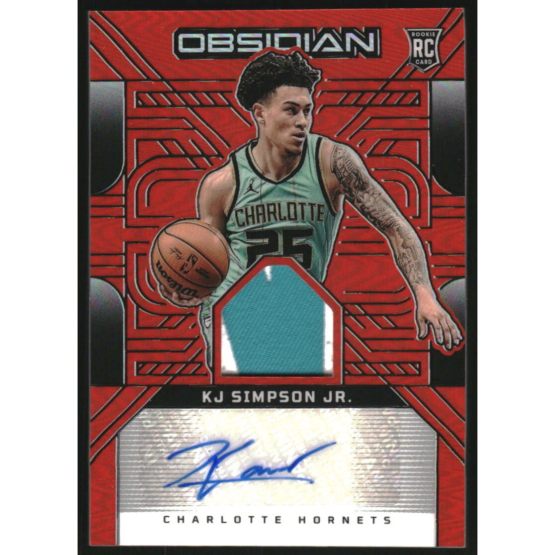 2024-25 Panini Obsidian Rookie Jersey Ink Electric Etch Orange Flood #17 KJ Simpson Jr.