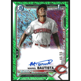 2021 Bowman Chrome Prospect Autographs Green Shimmer Refractors #CPAMB Mariel Bautista