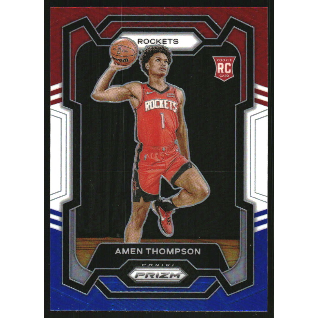 2023-24 Panini Prizm Prizms Red White and Blue #150 Amen Thompson 2023-24 Panini Prizm Prizms Red White and Blue #150 Amen Thompson