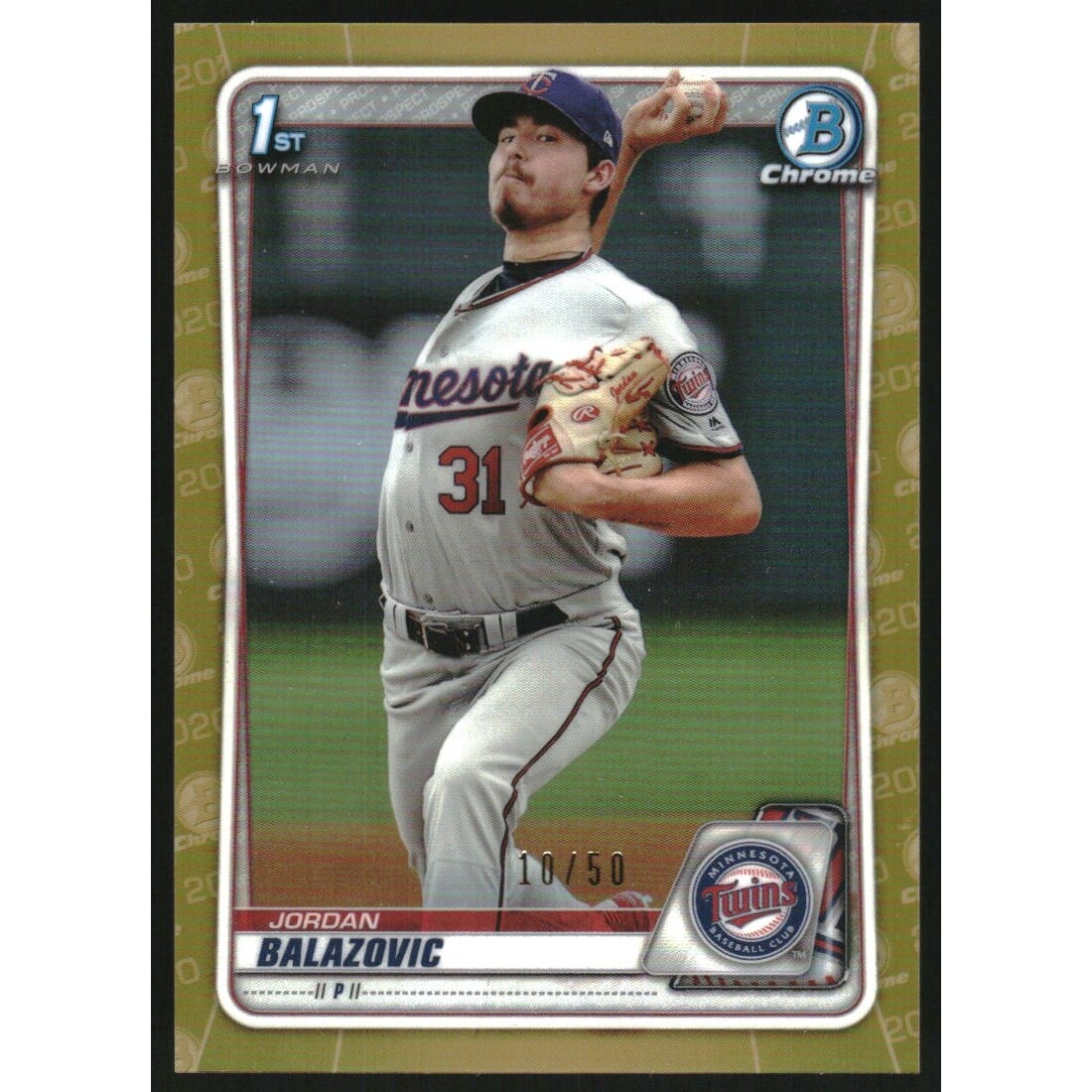 2020 Bowman Chrome Prospects Gold Refractors #BCP123 Jordan Balazovic. rookie card picture