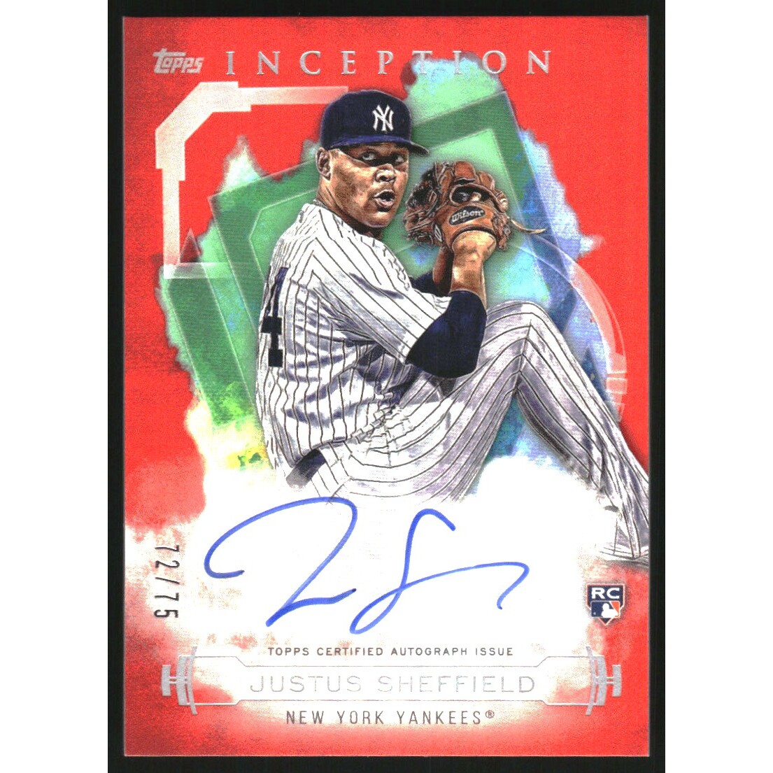 2019 Topps Inception Rookie and Emerging Stars Autographs Red #RESJSH Justus Sheffield. rookie card picture
