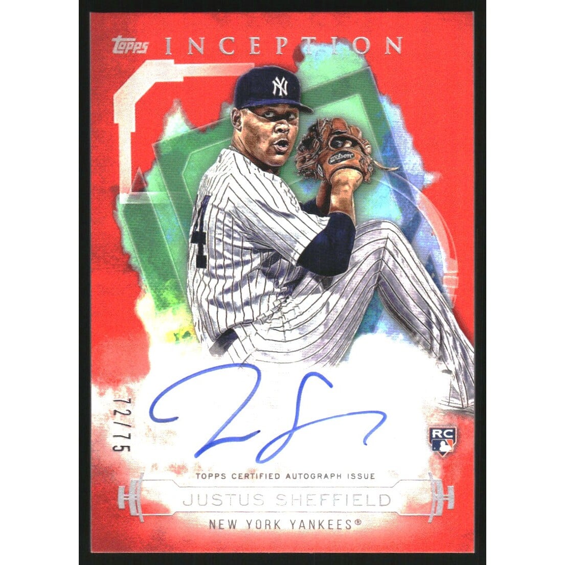 2019 Topps Inception Rookie and Emerging Stars Autographs Red #RESJSH Justus Sheffield. rookie card picture