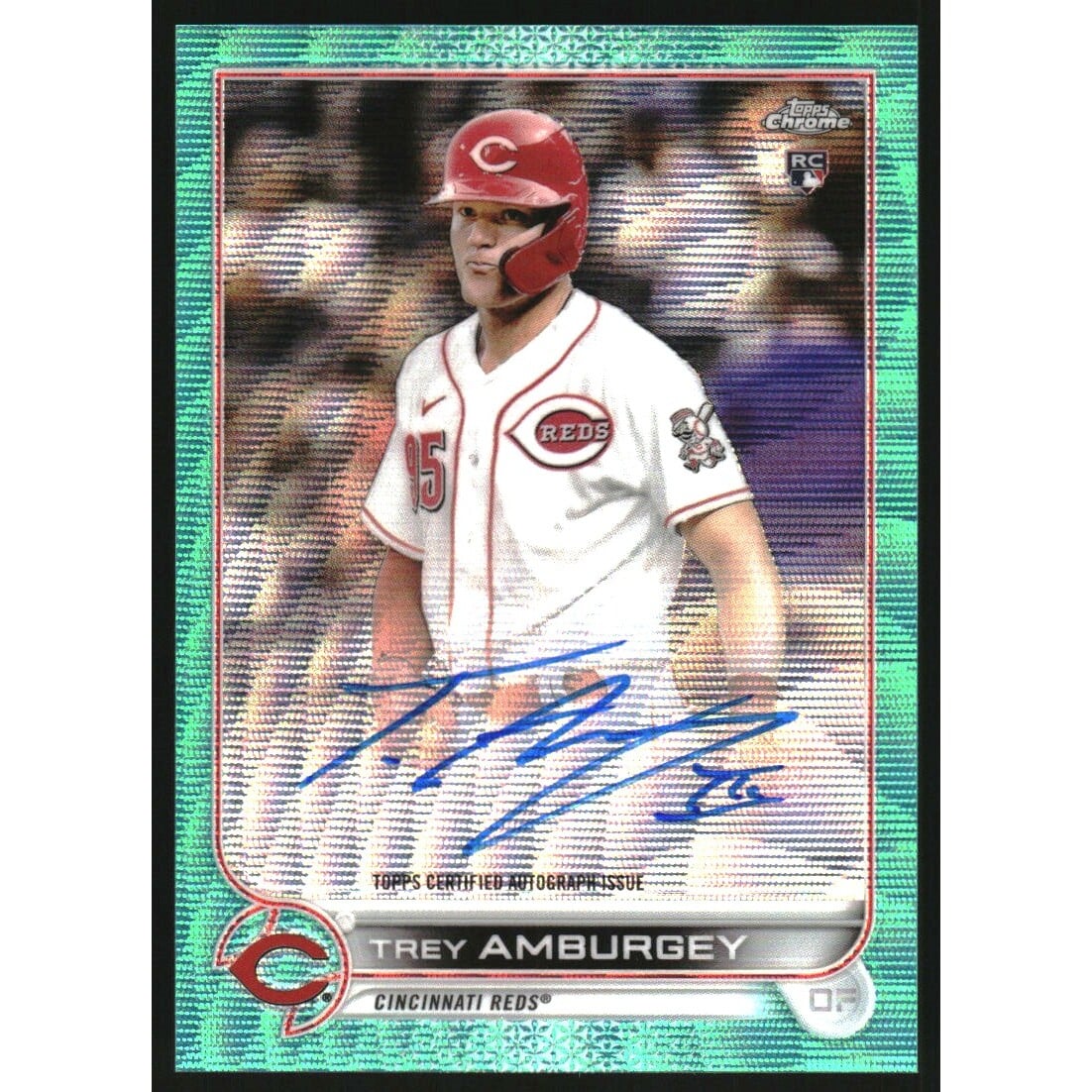 2022 Topps Chrome Rookie Autographs Aqua Wave Refractors #RATA Trey Amburgey. rookie card picture