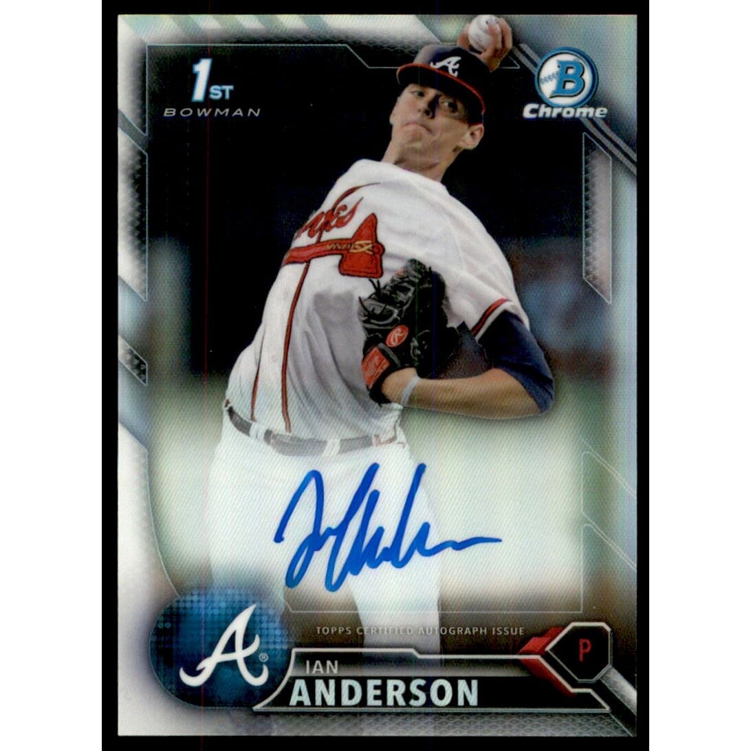 2016 Bowman Chrome Draft Draft Pick Autographs Refractors #CDAIA Ian Anderson. rookie card picture