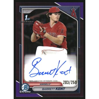 2024 Bowman Chrome Prospect Autographs Purple Refractors #CPABK Barrett Kent