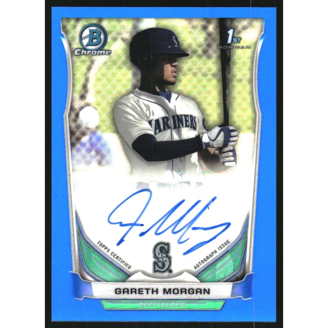2014 Bowman Chrome Draft Draft Pick Autographs Blue Refractors #BCAGM Gareth Morgan. rookie card picture