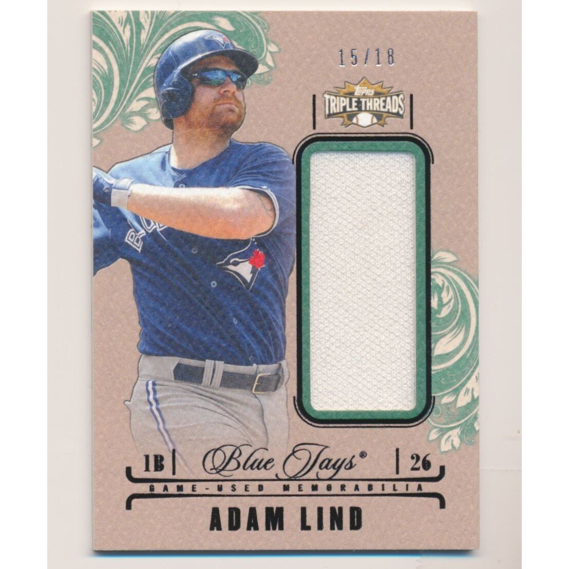 2014 Topps Triple Threads Unity Relics Emerald #UJRAL Adam Lind. rookie card picture
