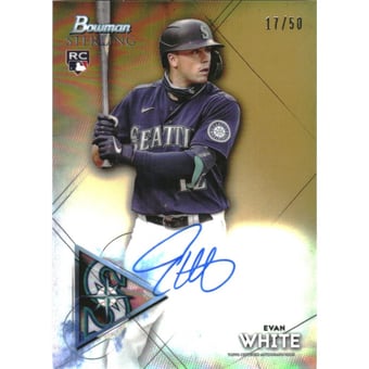 2021 Bowman Sterling Rookie Autographs Gold Refractors #BSRAEW Evan White