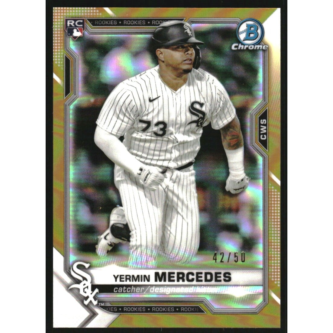 2021 Bowman Chrome Gold Refractors #88 Yermin Mercedes. rookie card picture