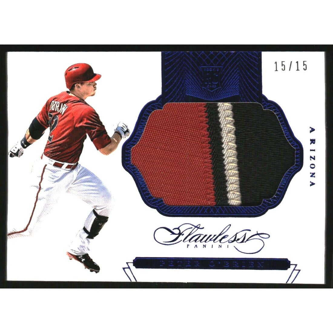 2016 Panini Flawless Rookie Patches Sapphire #18 Peter O'Brien. rookie card picture