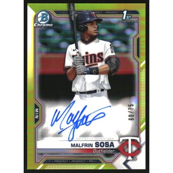 2021 Bowman Chrome Prospect Autographs Yellow Refractors #CPAMS Malfrin Sosa