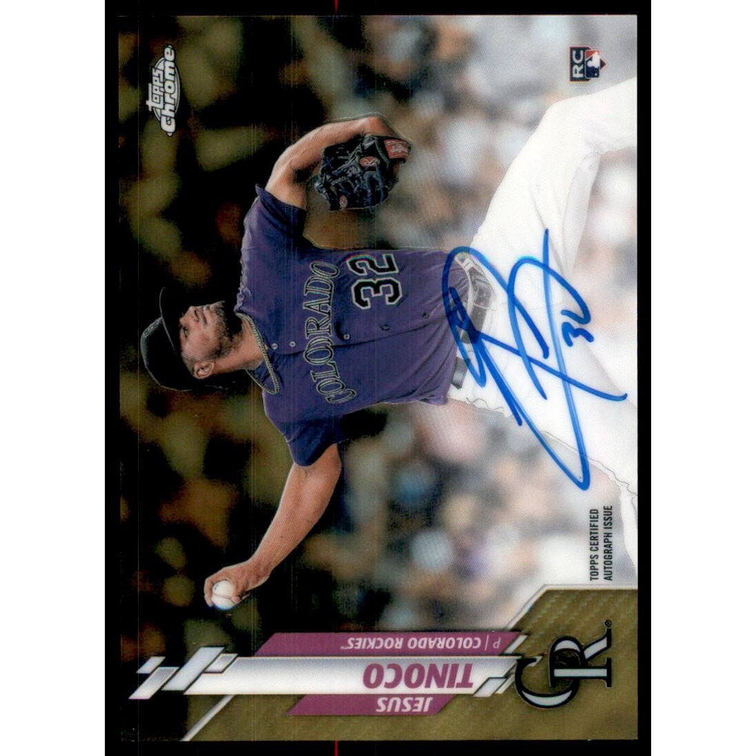 2020 Topps Chrome Rookie Autographs Gold Refractors #RAJT Jesus Tinoco. rookie card picture