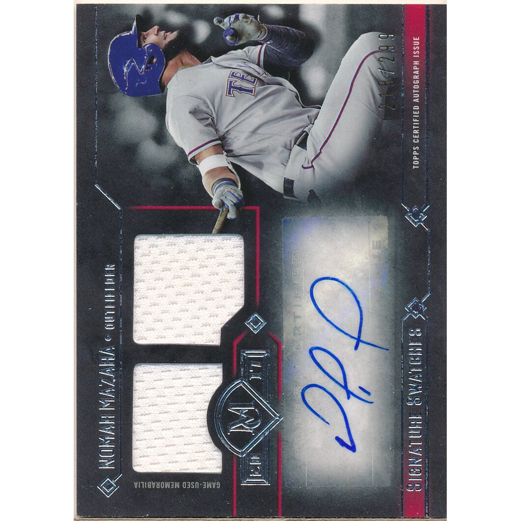 2017 Topps Museum Collection Signature Swatches Dual Relic Autographs #DRANM Nomar Mazara/299. rookie card picture
