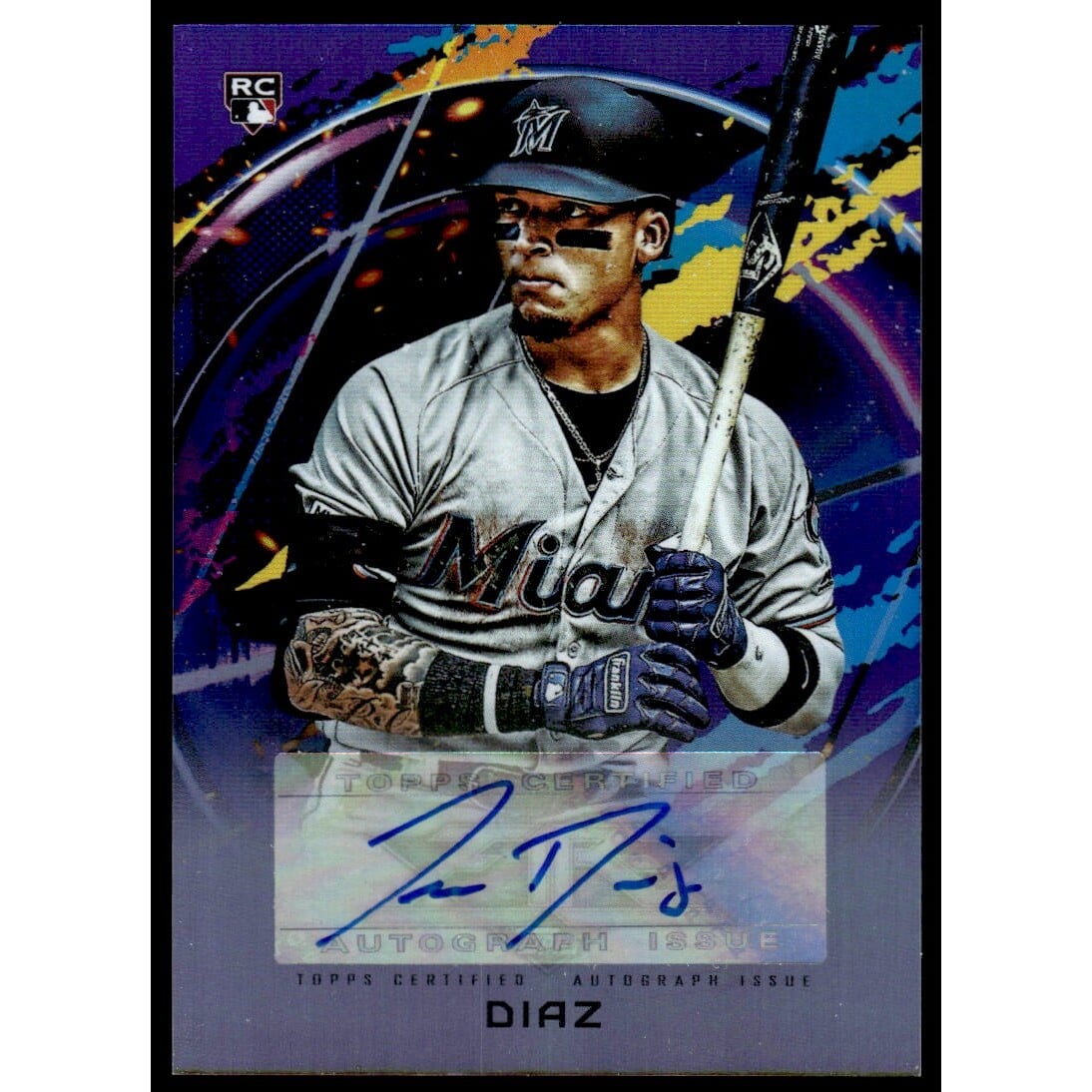 2020 Topps Fire Autographs Purple #FAID Isan Diaz. rookie card picture