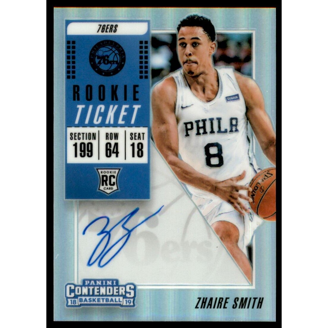 2018-19 Panini Contenders Premium #118 Zhaire Smith AU. rookie card picture