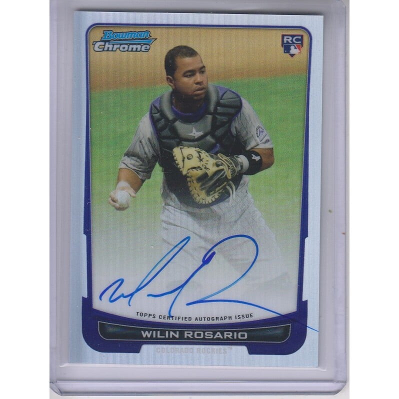 2012 Bowman Chrome Rookie Autographs Refractors #218 Wilin Rosario. rookie card picture