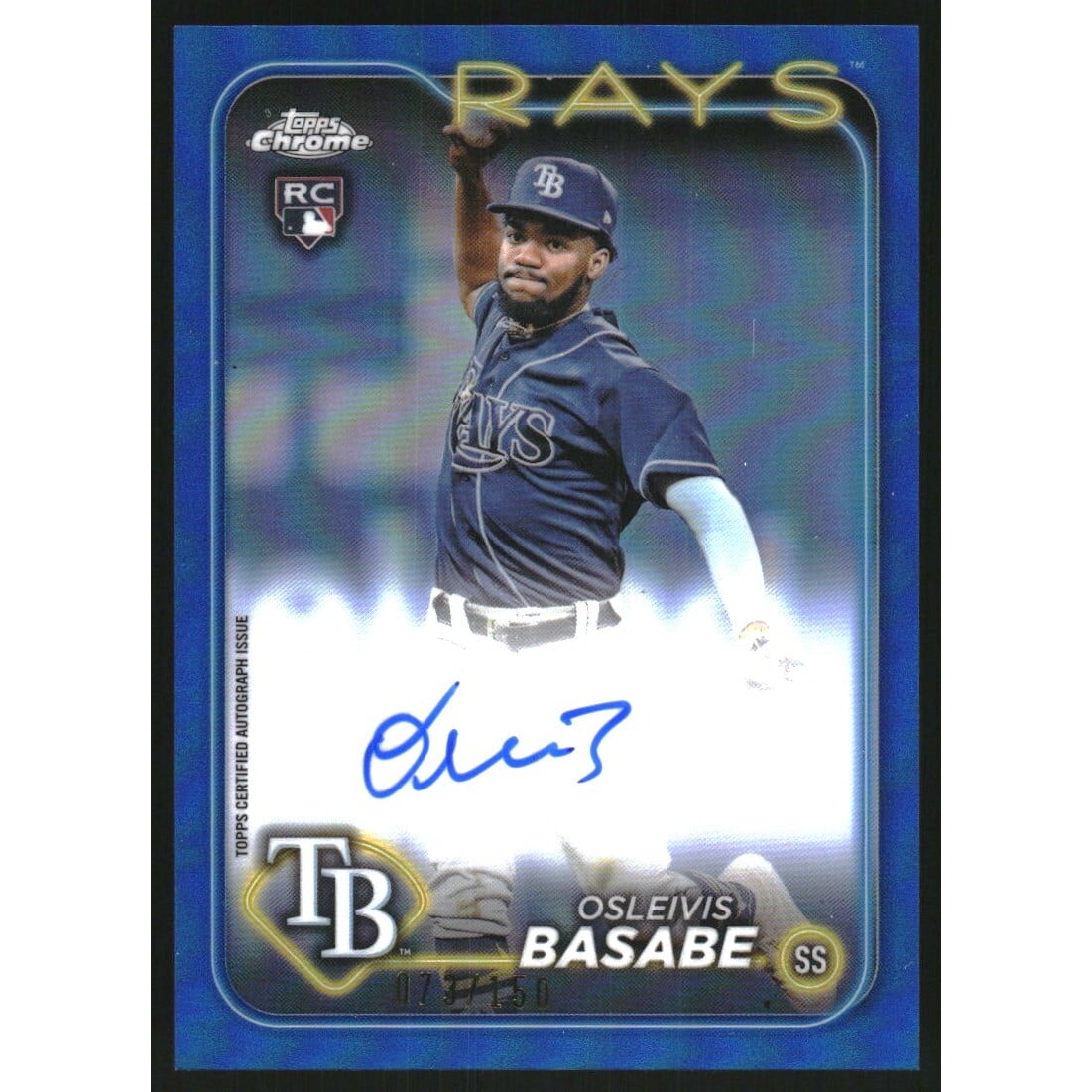 2024 Topps Chrome Rookie Autographs Blue Refractors #RAOB Osleivis Basabe. rookie card picture