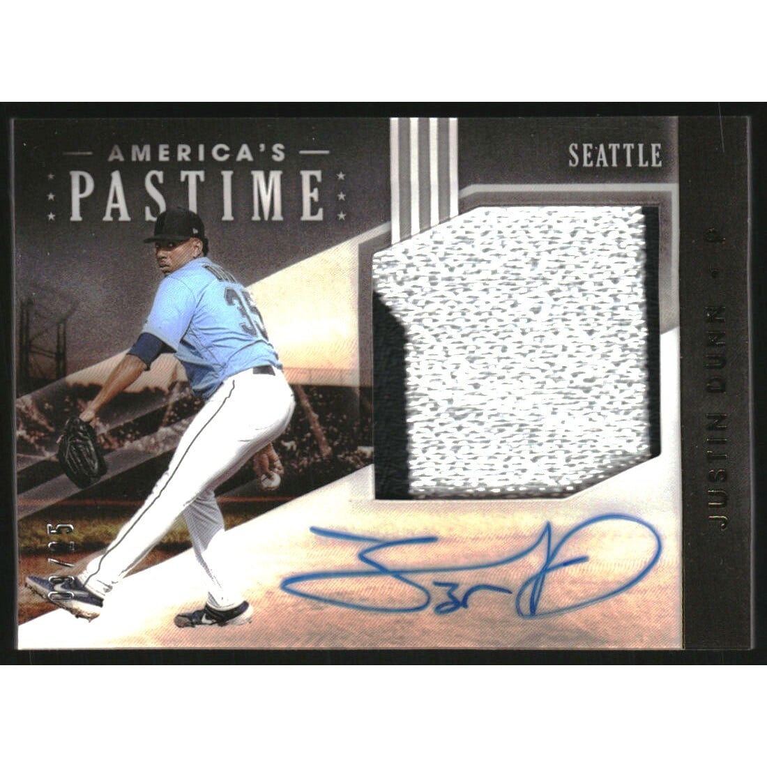 2020 Panini America's Pastime Material Signatures Gold #23 Justin Dunn. rookie card picture