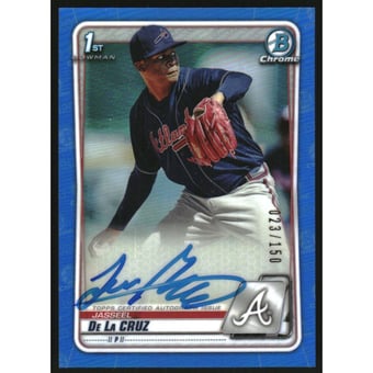 2020 Bowman Chrome Prospect Autographs Blue Refractors #CPAJDC Jasseel De La Cruz