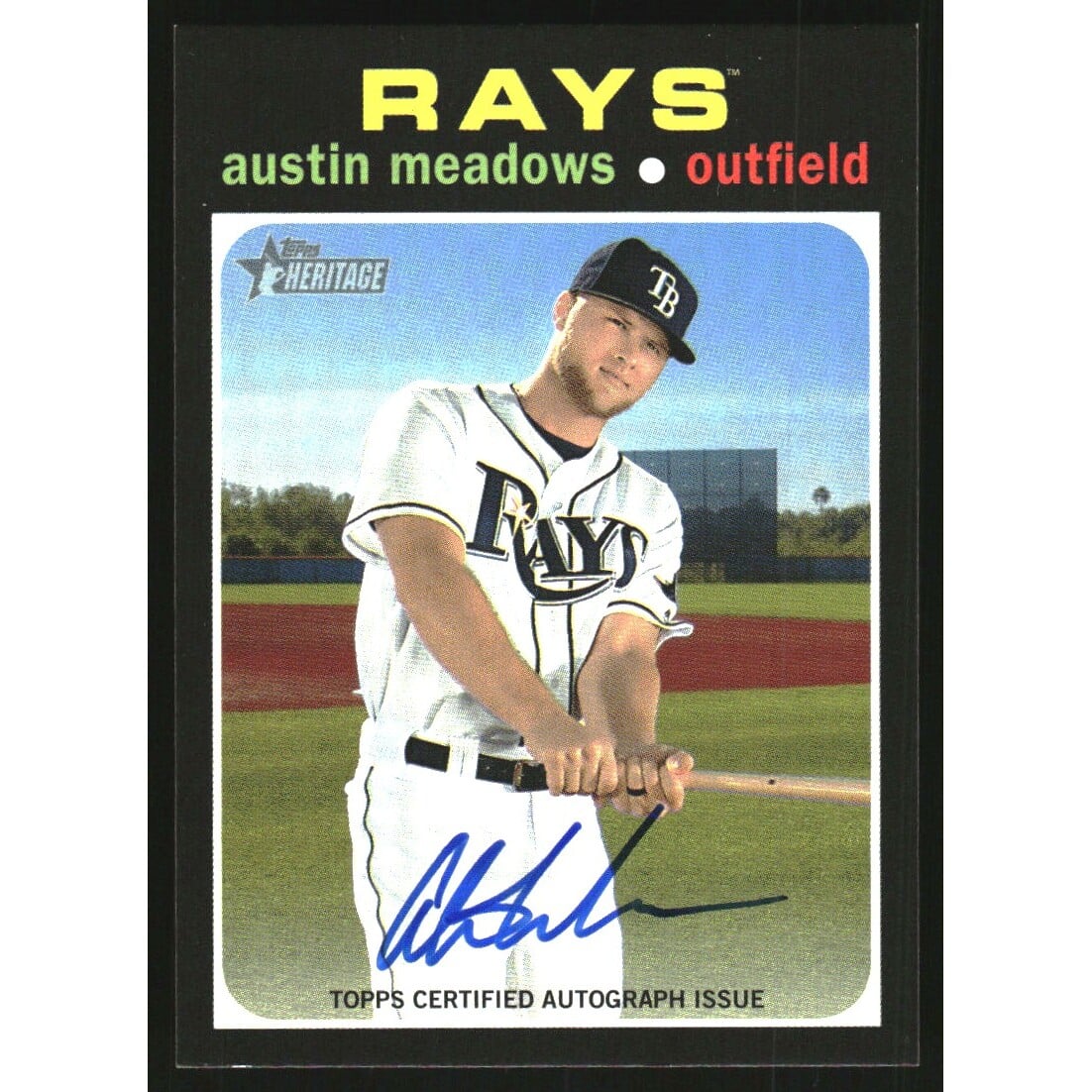 2020 Topps Heritage Real One Autographs #ROAAM Austin Meadows HN. rookie card picture
