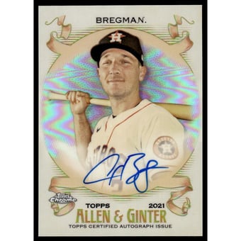 2021 Topps Allen and Ginter Chrome Autographs #AGAABR Alex Bregman