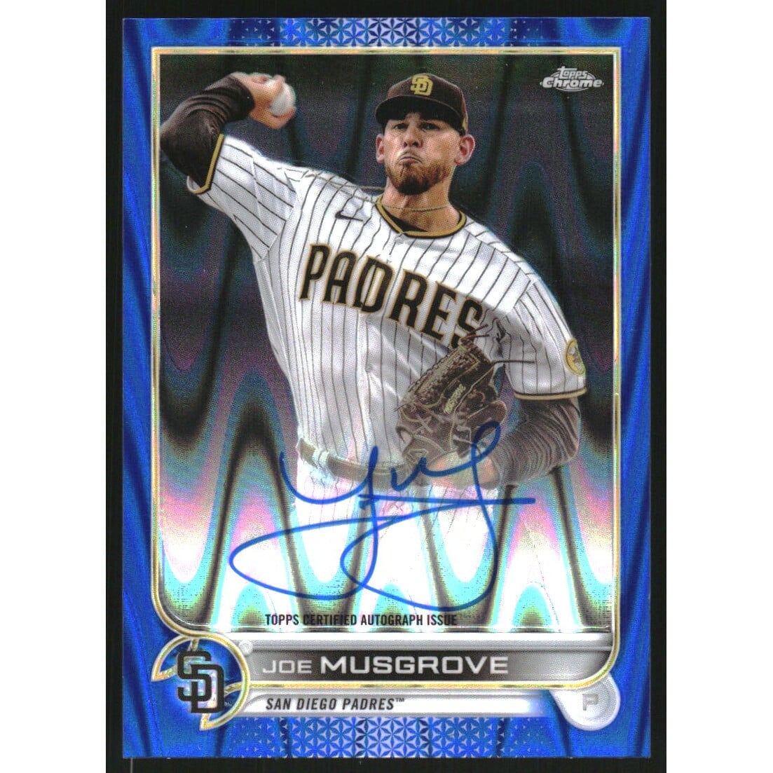2022 Topps Chrome Veteran Autographs Blue RayWave Refractors #CVAJMU Joe Musgrove. rookie card picture