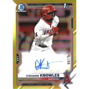 2021 Bowman Chrome Prospect Autographs Yellow Refractors #CPADK D'Shawn Knowles
