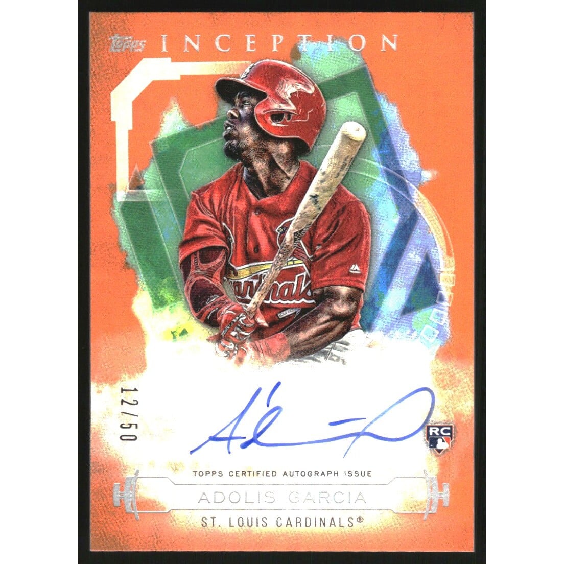 2019 Topps Inception Rookie and Emerging Stars Autographs Orange #RESAG Adolis Garcia. rookie card picture