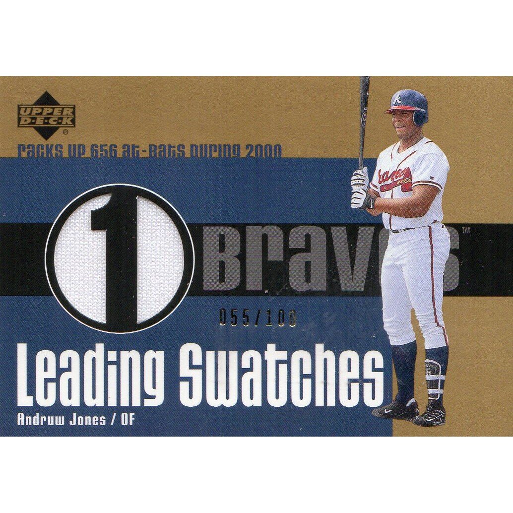 2003 Upper Deck Leading Swatches Gold #AJ1 Andruw Jones AB. rookie card picture