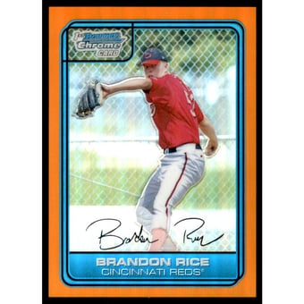 2006 Bowman Chrome Draft Draft Picks Orange Refractors #28 Brandon Rice