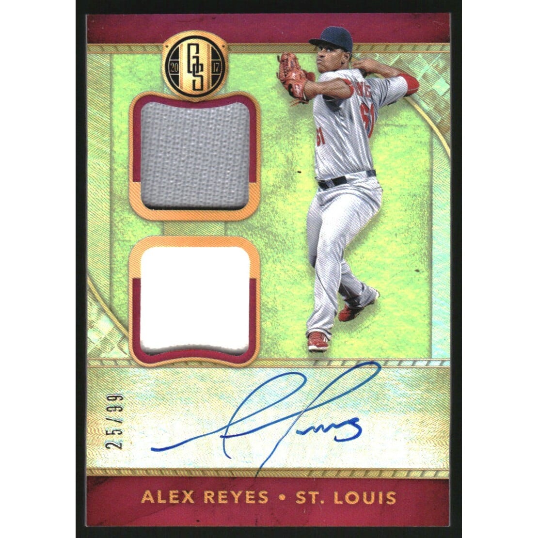2017 Panini Gold Standard Rookie Jersey Autographs Double #13 Alex Reyes/99. rookie card picture
