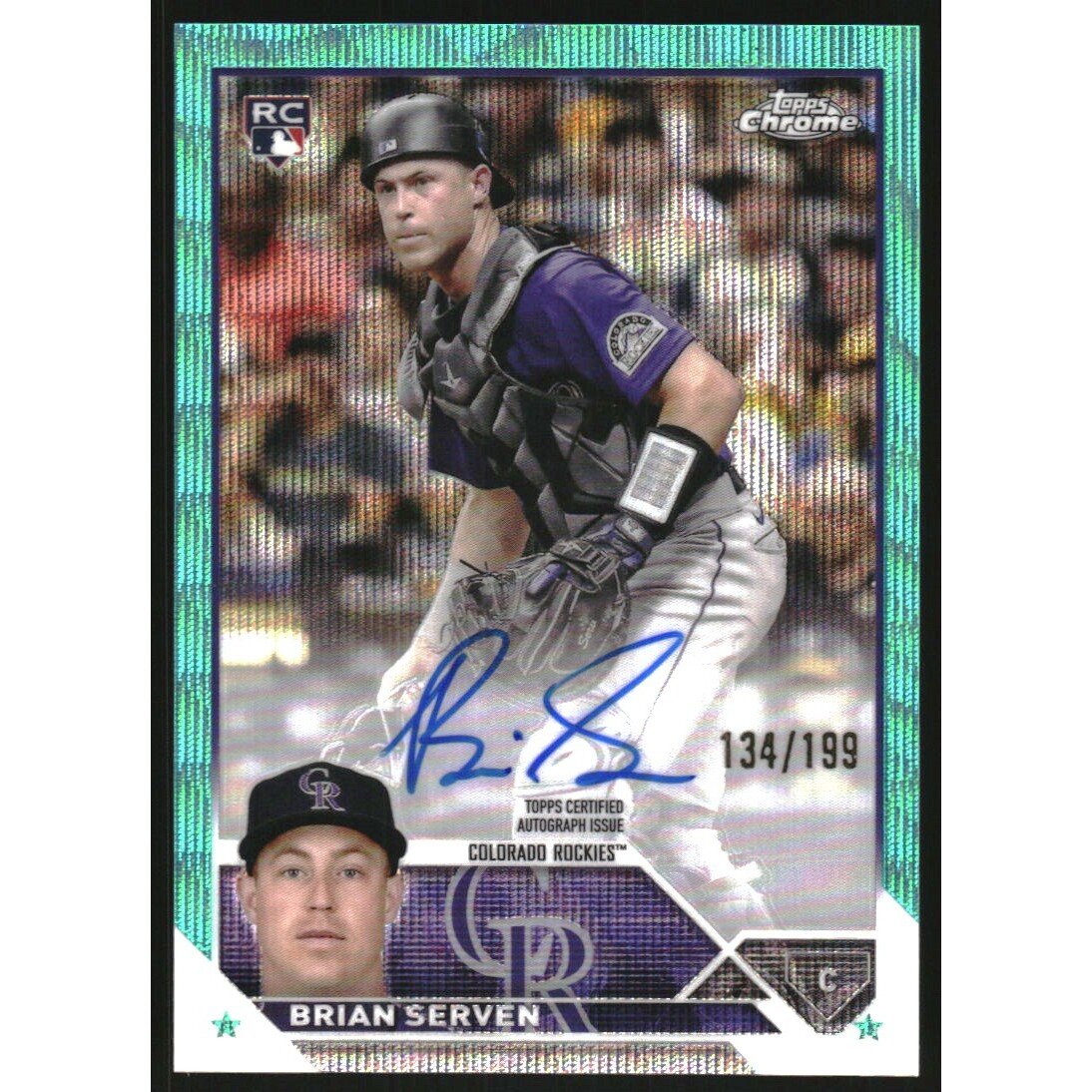 2023 Topps Chrome Rookie Autographs Aqua Wave Refractors #RABS Brian Serven. rookie card picture