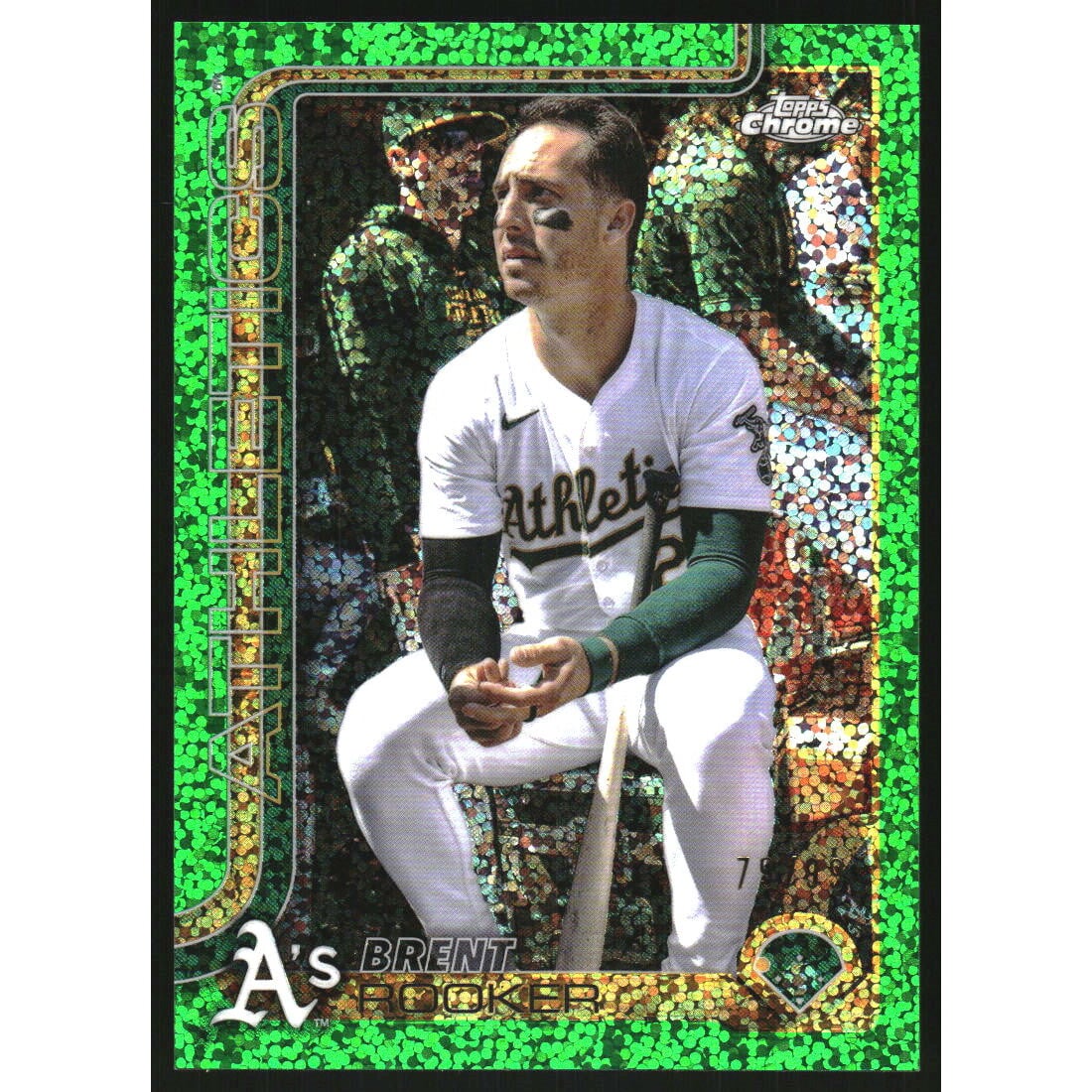 2025 Topps Chrome Photo Variations Green Speckle Refractors #54 Brent Rooker. rookie card picture
