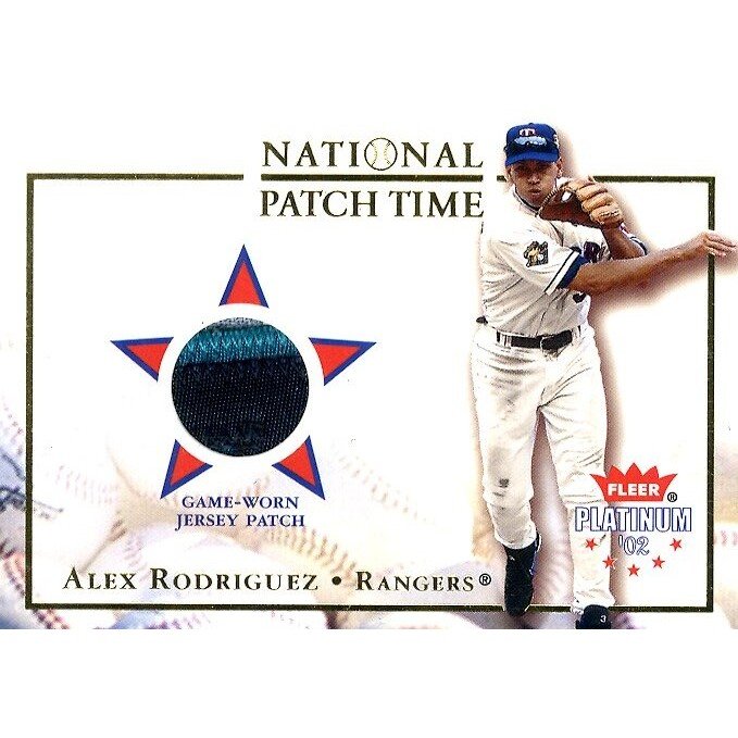 2002 Fleer Platinum National Patch Time #16 Alex Rodriguez/325. rookie card picture