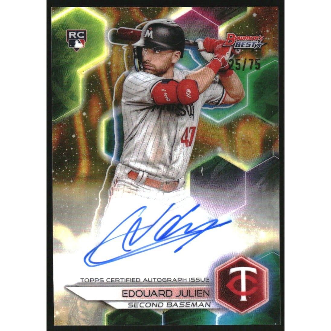 2023 Bowman's Best Best of '23 Autographs Gold Lava Refractors #B23EJ Edouard Julien. rookie card picture