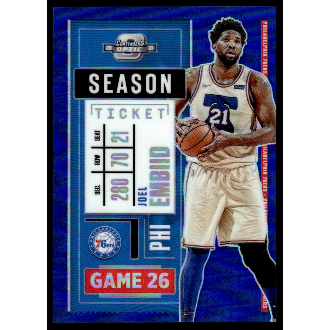 2020-21 Panini Contenders Optic Blue #11 Joel Embiid 2020-21 Panini Contenders Optic Blue #11 Joel Embiid