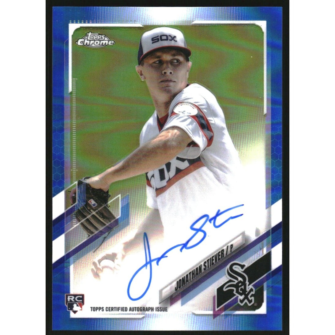 2021 Topps Chrome Rookie Autographs Blue Refractors #RAJST Jonathan Stiever. rookie card picture